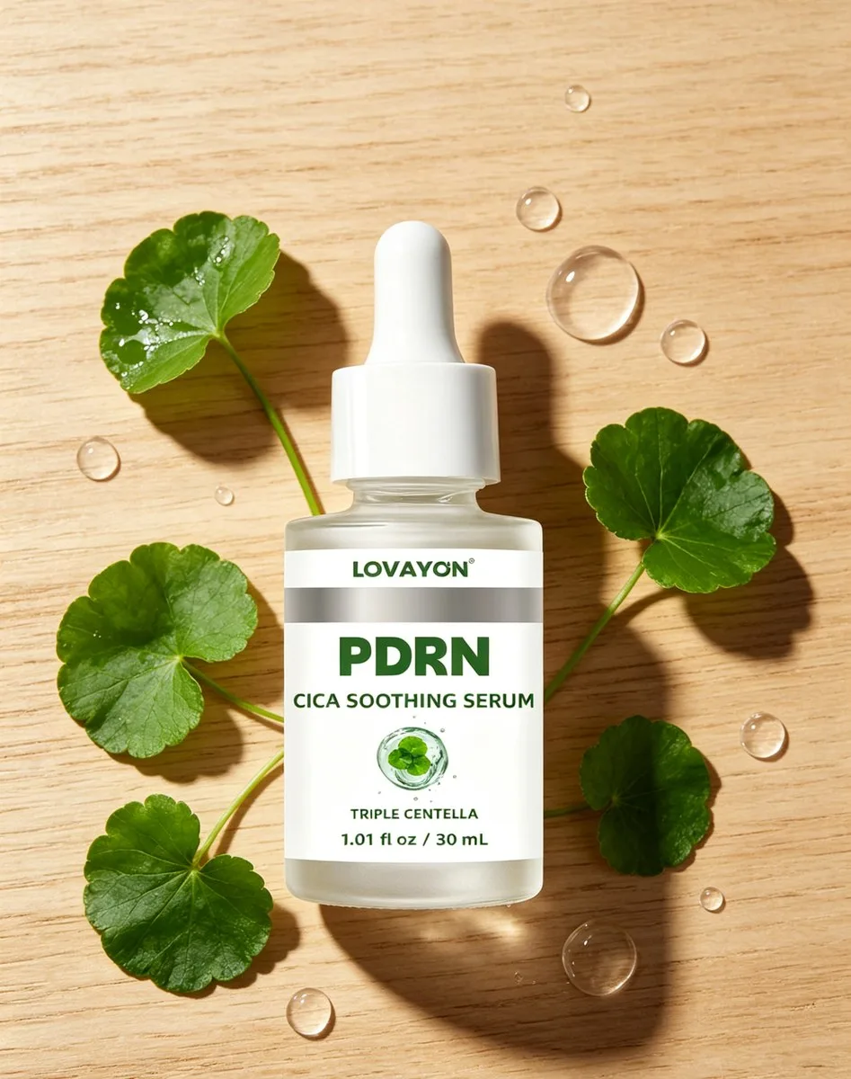 LOVAYON PDRN Triple Cica Serum — Korean PDRN skincare collection with a soothing cica-infused serum that delivers salmon-derived PDRN for skin repair regeneration and that post-facial dewy glow without the clinic visit